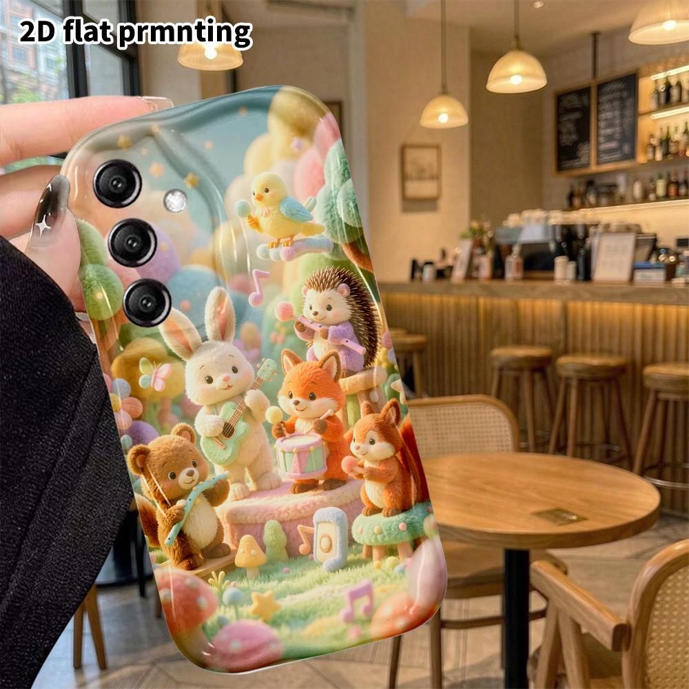 Phone case: 2D flat, suitable for Samsung Galaxy A34 A35 M05 M06 S20 S22 S21 FE Plus 5G, forest concert, perfect Christmas and Halloween holiday gift