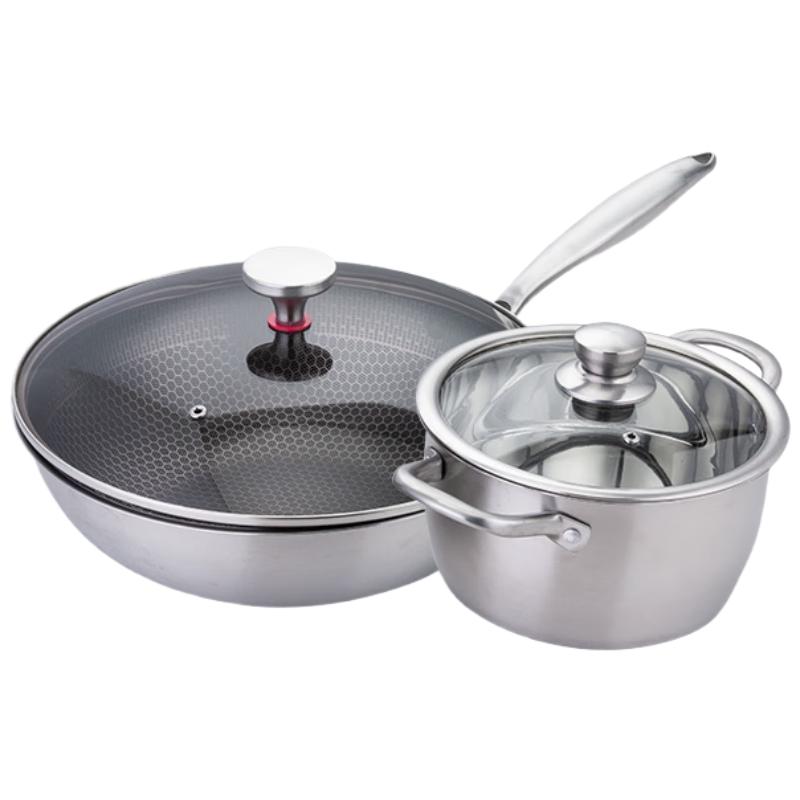 EPTCAST Wok and Soup Pot 2-Piece Cookware Set