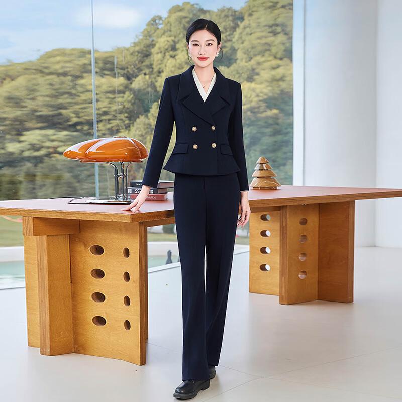 Women's Elegant Double-breasted Blazer & Wide-Leg Pants Set