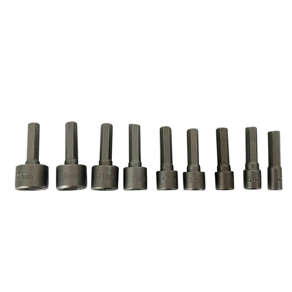 9 Stück 5mm-13mm Stahl Sechskant Nusskasten Aufsätze Nussfahrer Set Bohrer Adapter