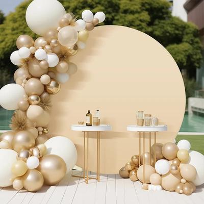 Champagne Okrúhle Fotografické Pozadie Látkový Kryt Baby Shower Narodeninová Oslava Svadobná Výzdoba Foto Pozadie Látka Kruhové Pozadie
