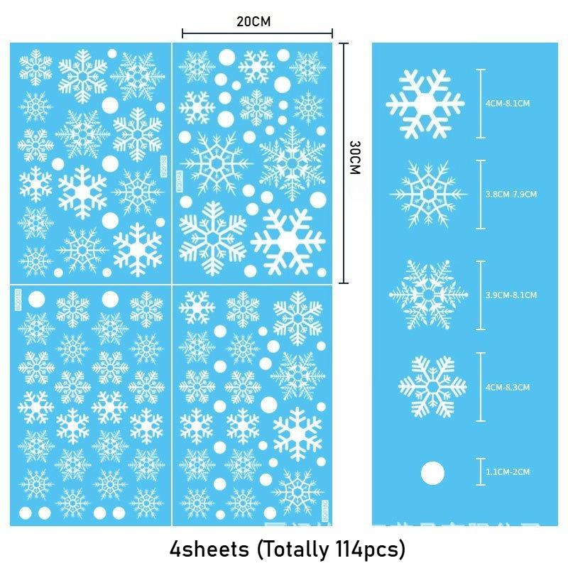 

114Pcs/Set Christmas Snowflake Stickers Decoration Set, White Christmas Theme Stickers, Winter Snowflake Party Stickers 20x30cm