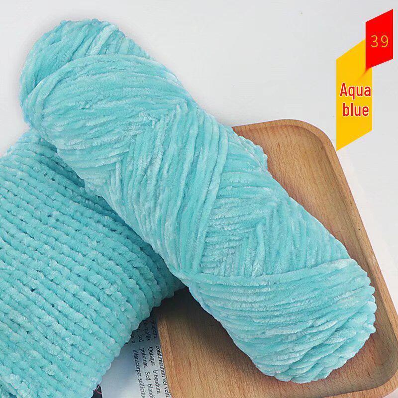 Chenille Golden Silk Velvet Yarn Ball - Medium Thick Glossy Yarn for Hand Knitting and Crochet Slippers.