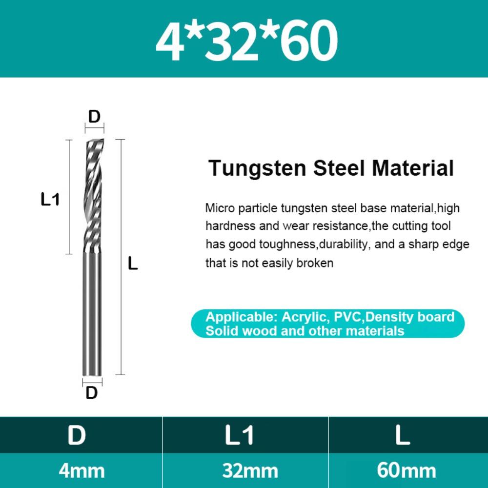 Neuer Einzahn-Fräser Hartmetall 3,175/4/6mm Schaft Schaftfräser Spiral-Schaftfräser