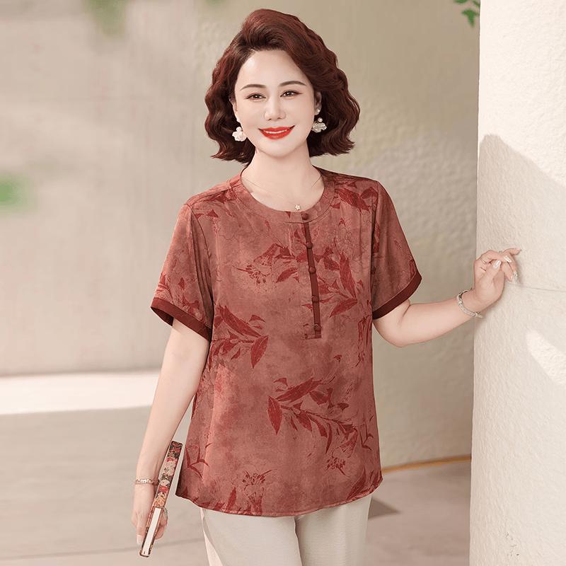 Women s New Chinese Style Floral Print Summer Set 6XL