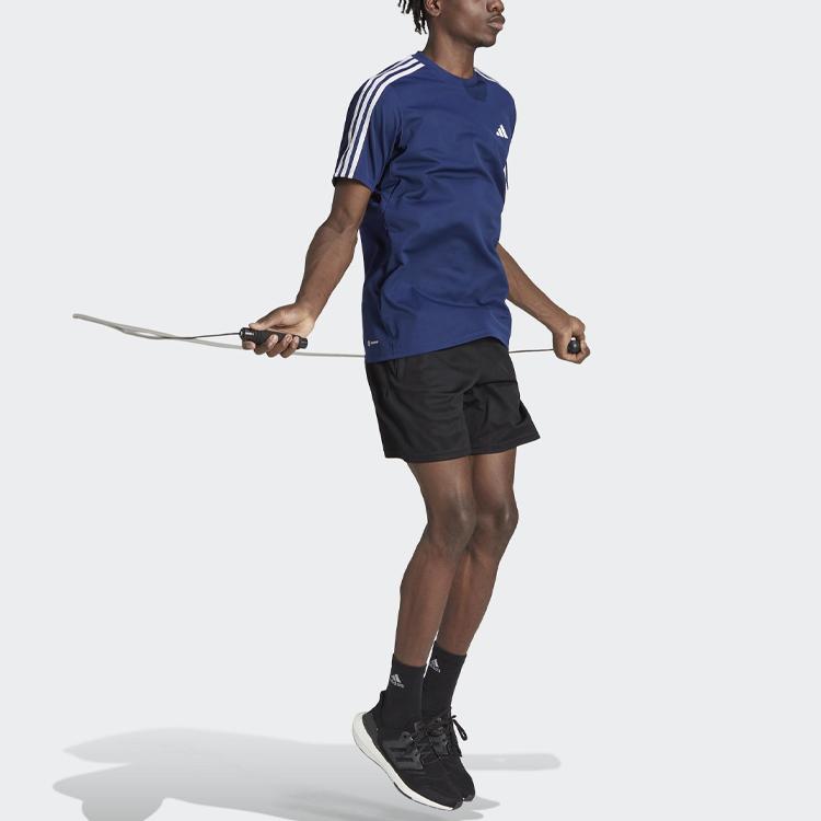 Adidas 3-Stripes Color Block Crew Neck Short Sleeve T-Shirt Men Tops Dark-Blue IB8152