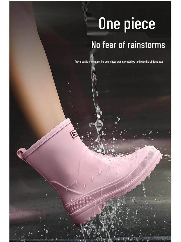 Damen Stiefeletten Regenstiefel im koreanischen Stil - Trendig, wasserdicht, rutschfest, ideal für Outdoor-Arbeiten und Autowäsche.