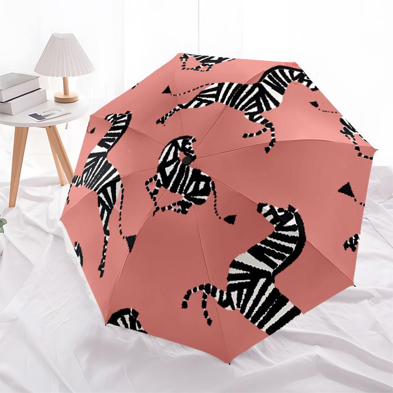 1pc Zebra Pattern Fashionable Automatic Opening/Closing Folding Umbrella with 8 Bones, Windproof Portable, Daily Use289