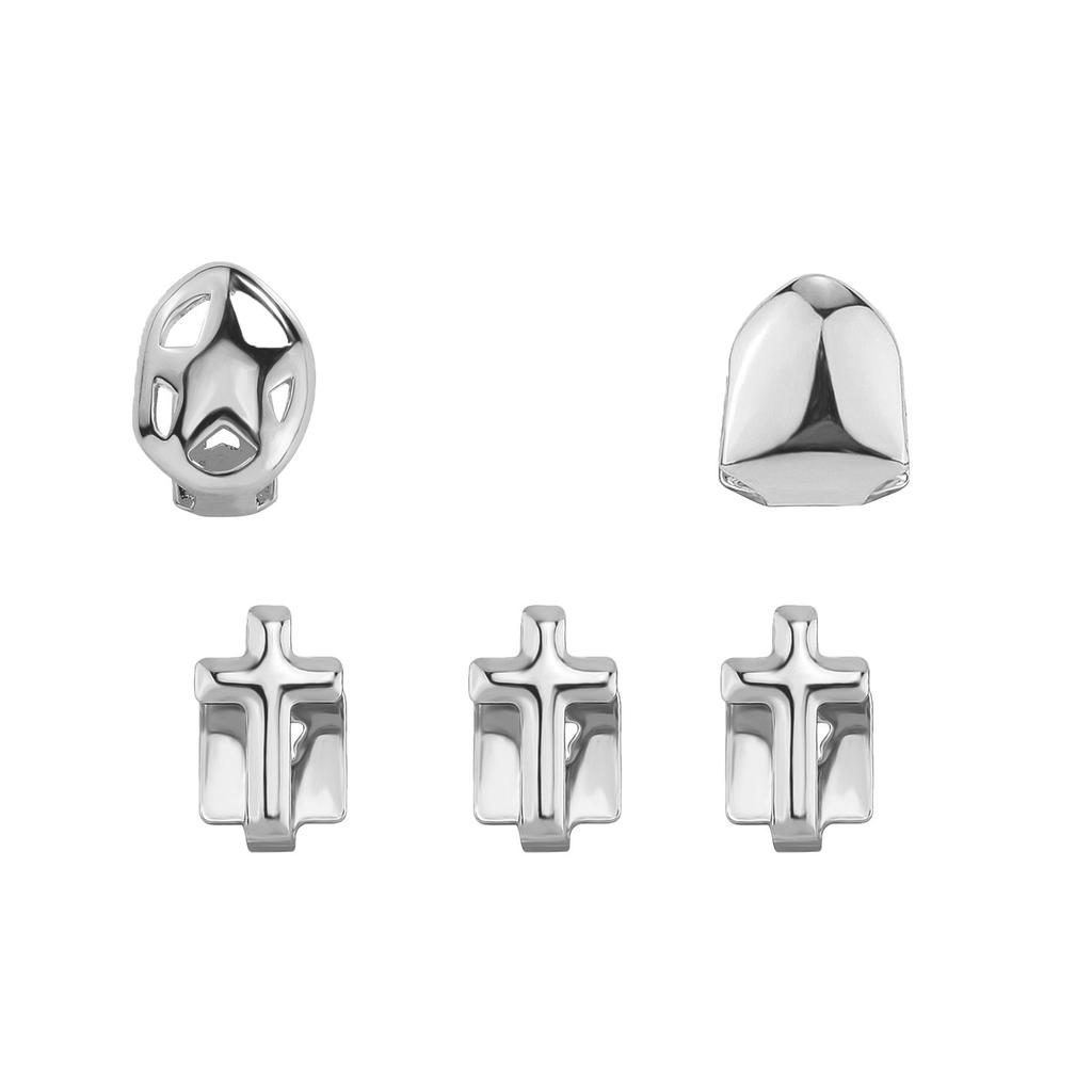 Double Heart Diamond-Studded Gold Teeth Hip-Hop Braces Versatile Halloween Personalized Teeth Accessories