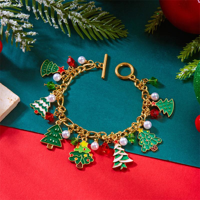 Trendiges Merry Christmas Metallkettenarmband für Damen Exquisite Nikolaus Schneeflocke Elch Schneemann Charms Armbänder Party Schmuck