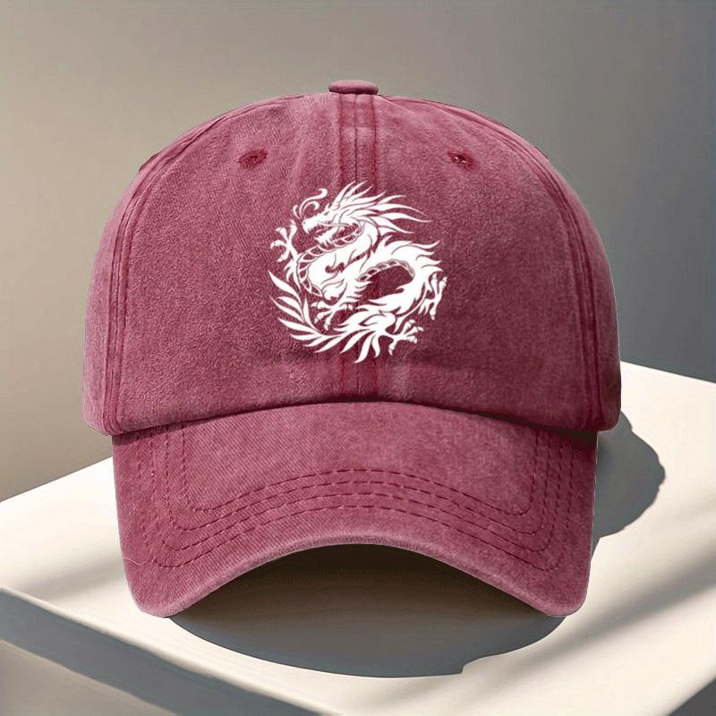 Dragon  Print Baseball Cap Dragon Theme Baseball Cap Baseball Cap for Dragon Lovers Stylish and Adjustable Hand Washable