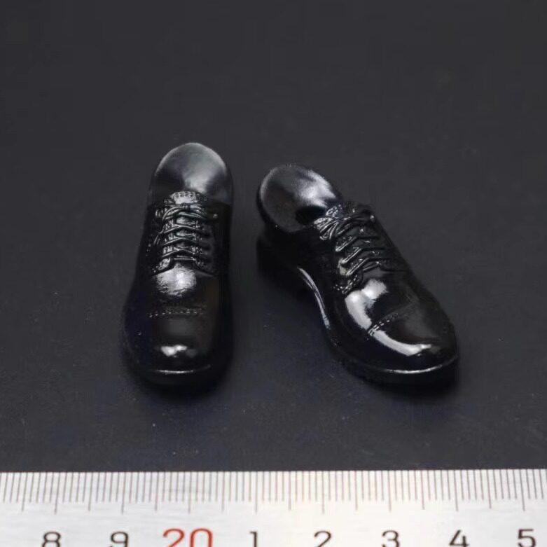 1:6 Scale Men's Round Toe Leather Shoes - Casual/Business Style, Bright Solid Color, Large Head, Model Accessories