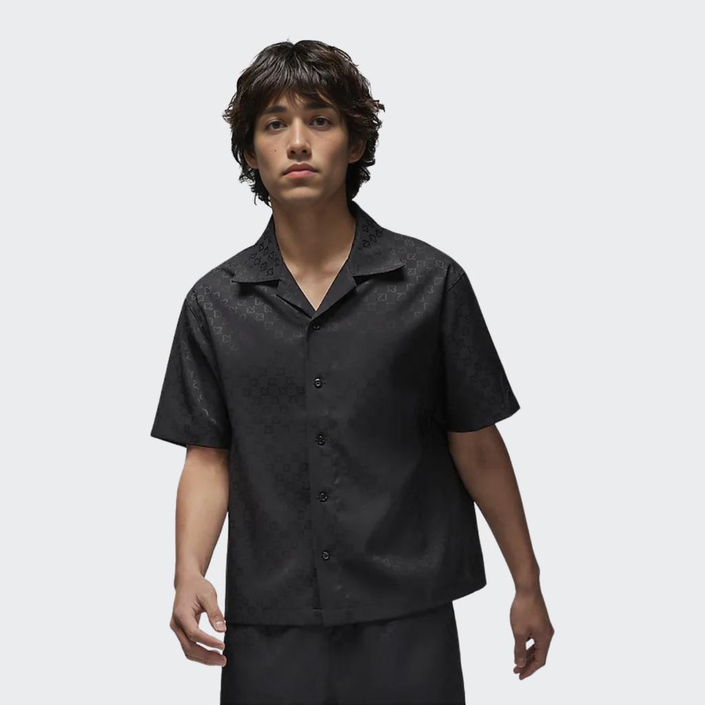 Jordan Solid Color Logo Button Polo Shirt Men Tops Black DX9682-010