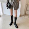 Raised thick-soled but knee-high boots for women's 2025 autumn new round-headed knight boots muffin-bottom high boots