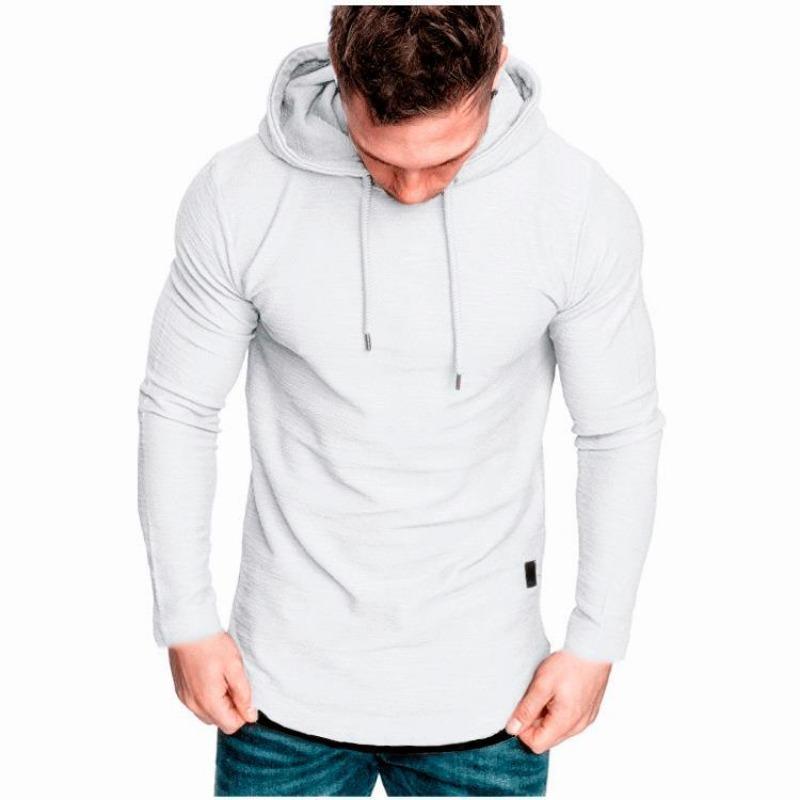 Men S Casual Solid Color Hooded Long Sleeve Sweatshirt