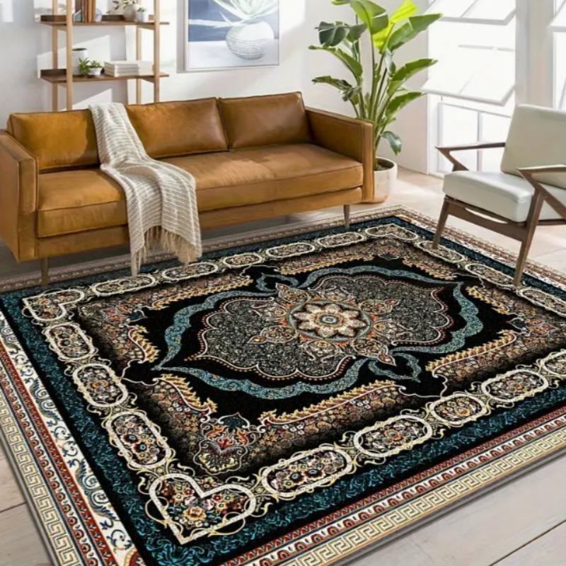 Bedroom Modern Printed Carpet Bohemian Style Anti Slip Flower Vintage Printed Carpet Restaurant Playroom Home Decoration Carpet
