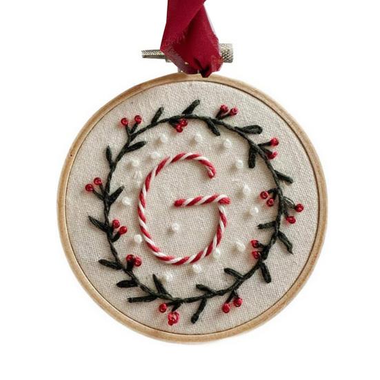DIY Embroidered Christmas Ornaments Personalized Initial A–Z Monogram Embroidery Set Mini Handmade Christmas Embroidery