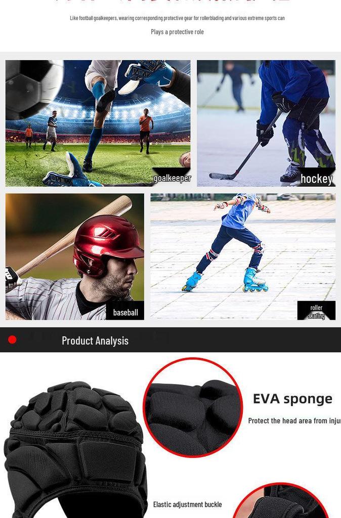 EVA-huvudskydd: Multisportshjälm för Fotboll, Rugby, Skidåkning, Snowboardåkning, Cykling.