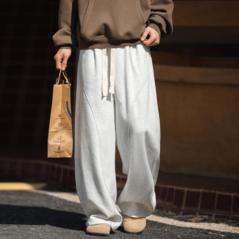 G Heavy texture casual pants men's spring new drape loose trousers curved split pleated design sweatpants