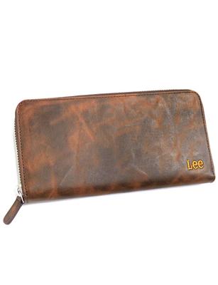 Lee Long Wallet 0520367 Logo Embroidered Round Zipper Wallet for Men and Women Size (Free (Unisex), Chocolate)