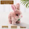 Plush Interactive White Rabbit Toy - Walking, Talking, Ear-Wiggling, Mouth-Moving Long-Haired Pet Simulation.