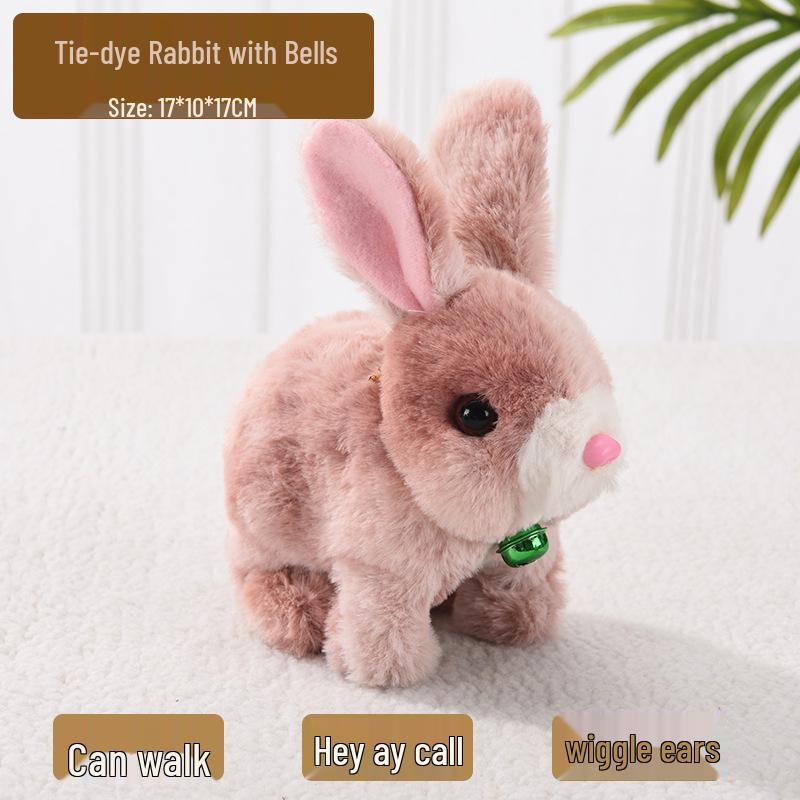 Plush Interactive White Rabbit Toy - Walking, Talking, Ear-Wiggling, Mouth-Moving Long-Haired Pet Simulation.