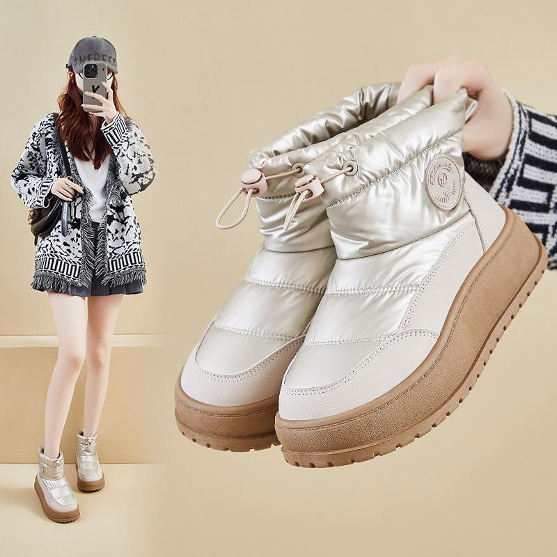 Winter Warm Snow Boots for Women Non-Slip Chunky Platform Sneakers With Faux Fur Lined Waterproof Tennis Walking Shoes Women's Comfort Short Booties