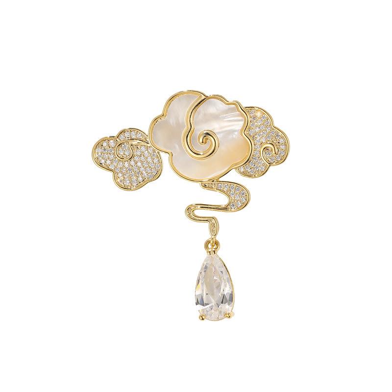 Chinese-style Xiangyun Brooch, High-end Women's Antique Tassel and Diamond-encrusted Brooch, Niche Design Sense Brooch