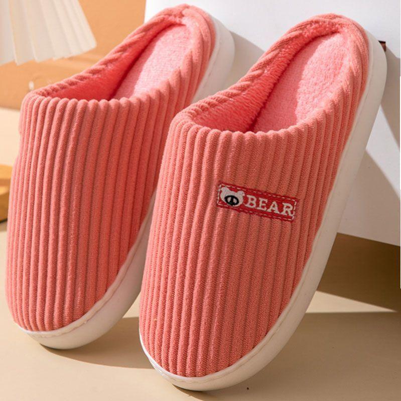 Cotton Slippers Men's Spring and Autumn Winter Indoor Home Use Non-slip Warm Home Couple Winter Plush Women