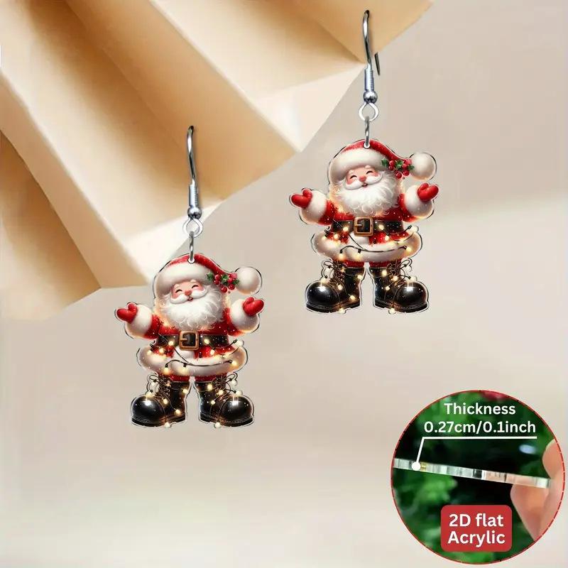 Cross-border new Santa earrings acrylic fun fashion elegant charming black shoes Santa earrings