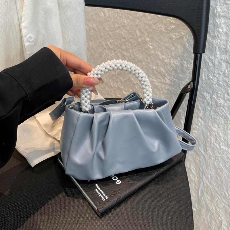 Bag Women's Autumn Niche New Women's Bag Pearl Pleated Cloud Small Handbag One Shoulder Crossbody Mini Bag