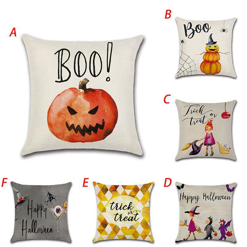 Luxurious Halloween Pillow Case For Sofa And Home Decoration With Pumpkin Design Linen Throw