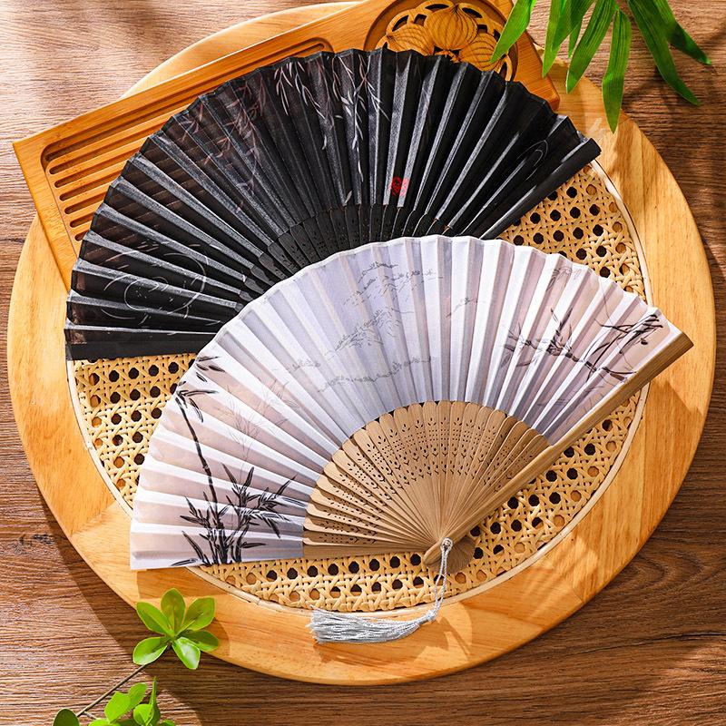 Traditional Chinese Sle Hand Fan Women's Qipao Dance Fan Portable Summer Small Foldable Fan Silk Material Bamboo Frame
