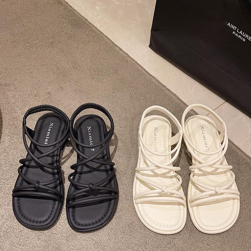 Flat Bottom Thin Strap Sandals Women's Summer New Outer Wear with Skirt Beach Sandals Women