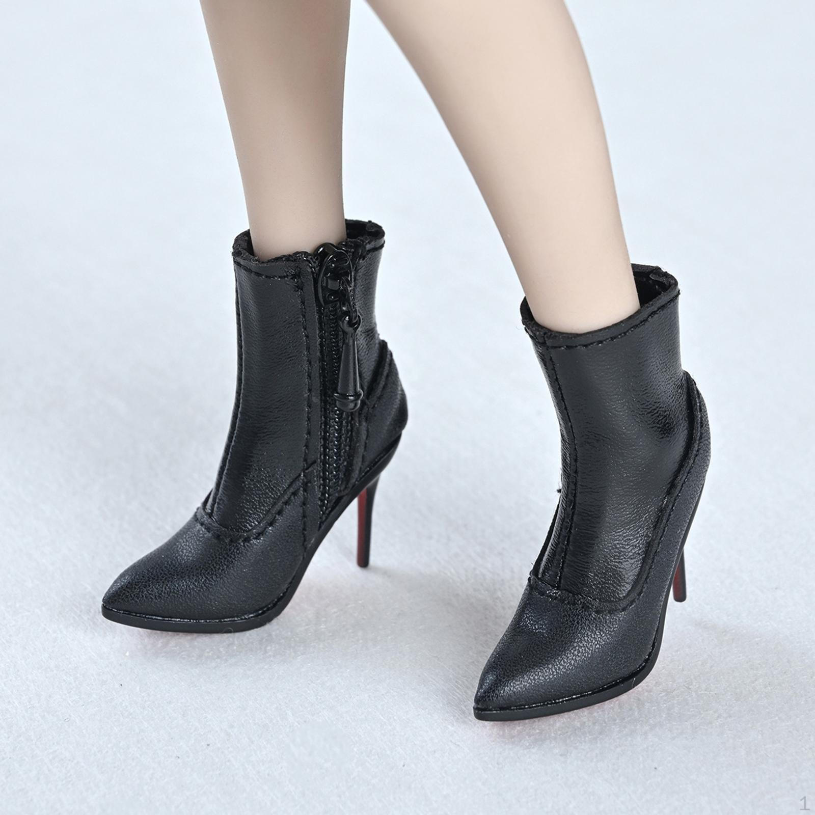 

1/6 Women Short Boots High Heels Stylish Dressing up Soft Props Miniature Ankle Footwear for