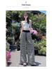 2026 Summer Women's Striped Floor-Length High Waist Loose Wide-Leg Pants