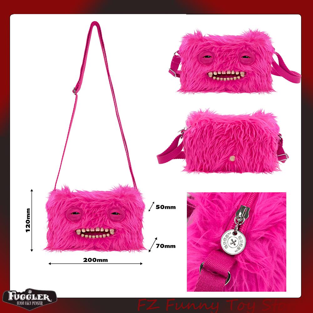 Cute Ugly Monster Plush Crossbody Bag Big Head Furry Shoulder Purse Funny Gift