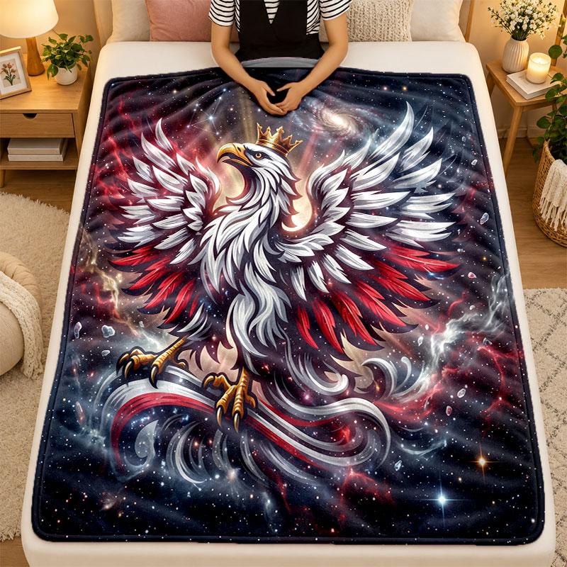 Flannel BlanketPoland Football Warm Soft Throw Blanket for Indoor Sofa Bed Living Room Use