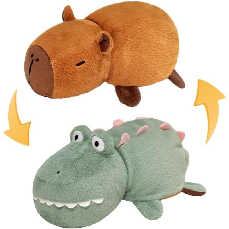 25/35cm Capybara Plush Reversible Alligator Stuffed Animal,2 In 1 Cute Capybara Transformed Crocodile Plush Toy Christmas for Girl Kids