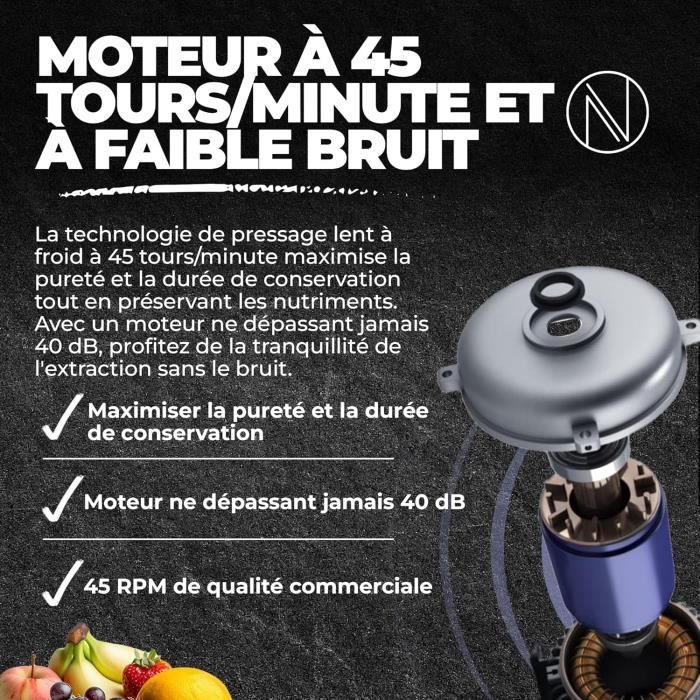 Extractor de Jugos Grande 45 RPM Nebula Red, extractor de jugos para frutas y verduras, exprimidor eléctrico, heladera y máquina de hielo