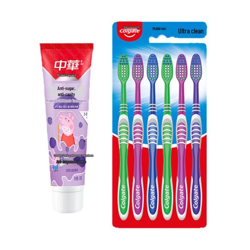 

Colgate Ultra Clean Toothbrush 6-Pack with Kids Anti-Sugar Blueberry Toothpaste