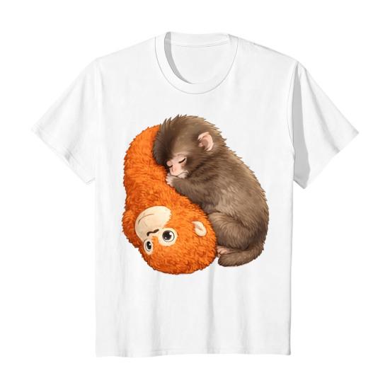 

Monkey Team Punch T-Shirt Round Neck Short Sleeve T-Shirt Loose Fit Cute Macaque And Orangutan Summer Tee for Men Teens Street Wear S H