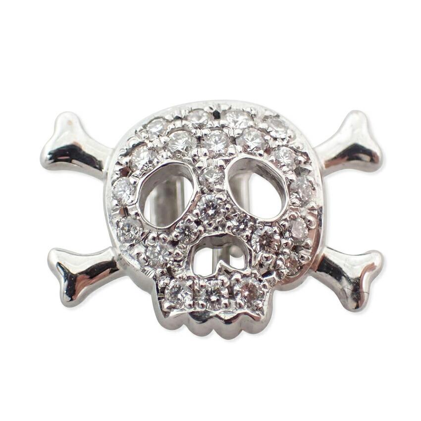 [Pre-owned] MIKIMOTO Perlita K18WG Diamond Skull Pendant Top // J52-1