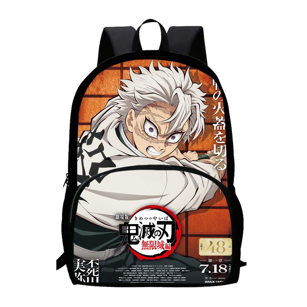Japonské kreslené komiksy Demon Slayer: Kimetsu no Yaiba - Oblouk Nekonečného hradu Dětský batoh Velkokapacitní batoh s kapsou na zip 0015