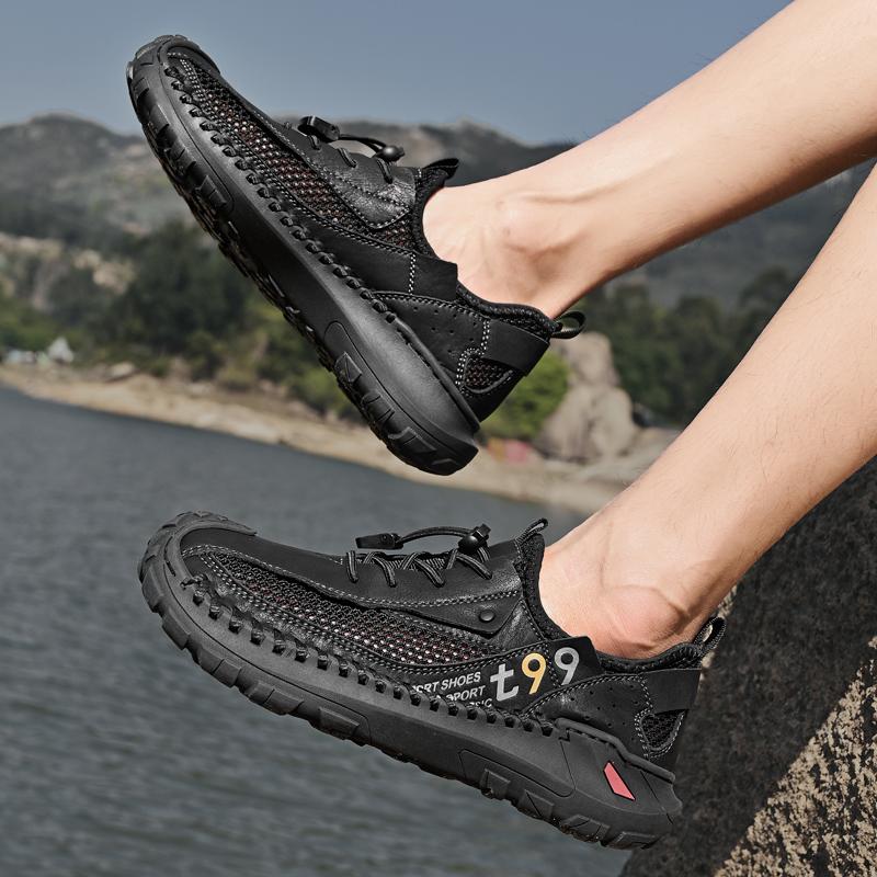 Men's Outdoor Mesh Hiking Shoes Breathable Non-slip Quick-dry Wading Shoes for Summer Trekking Walking Fishing Water Sneakers