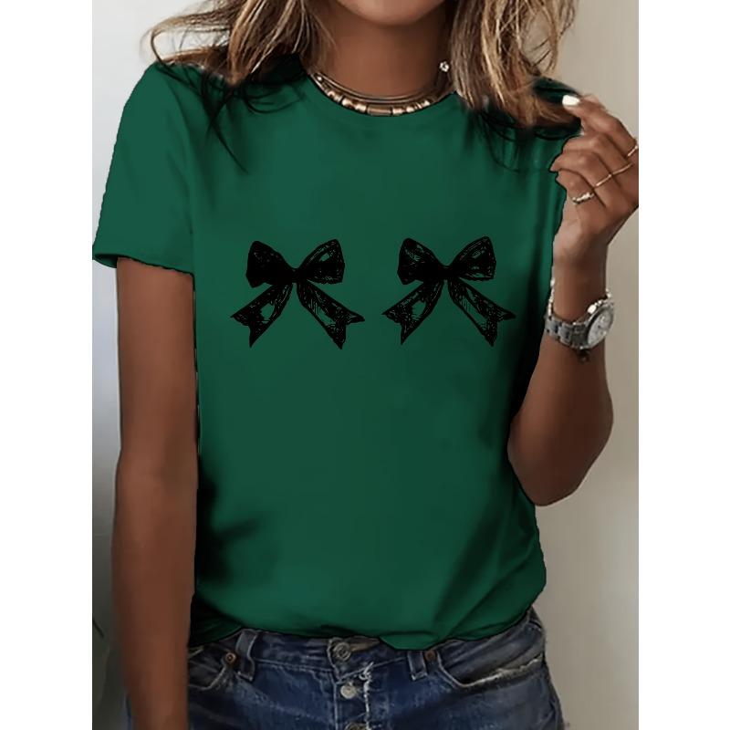 Letter Print T-shirt, Short Sleeve Crew Neck Casual Top for Summer & Spring, Women's Clothing