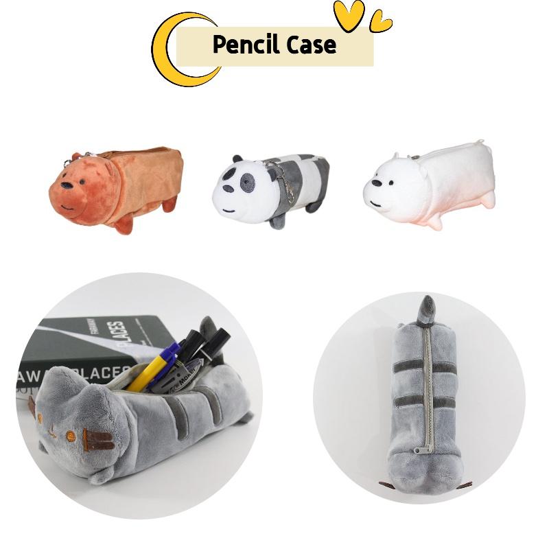 Cat Plush Pencil Case Bear Patterned Stationery Storage Bag Student Gift Present