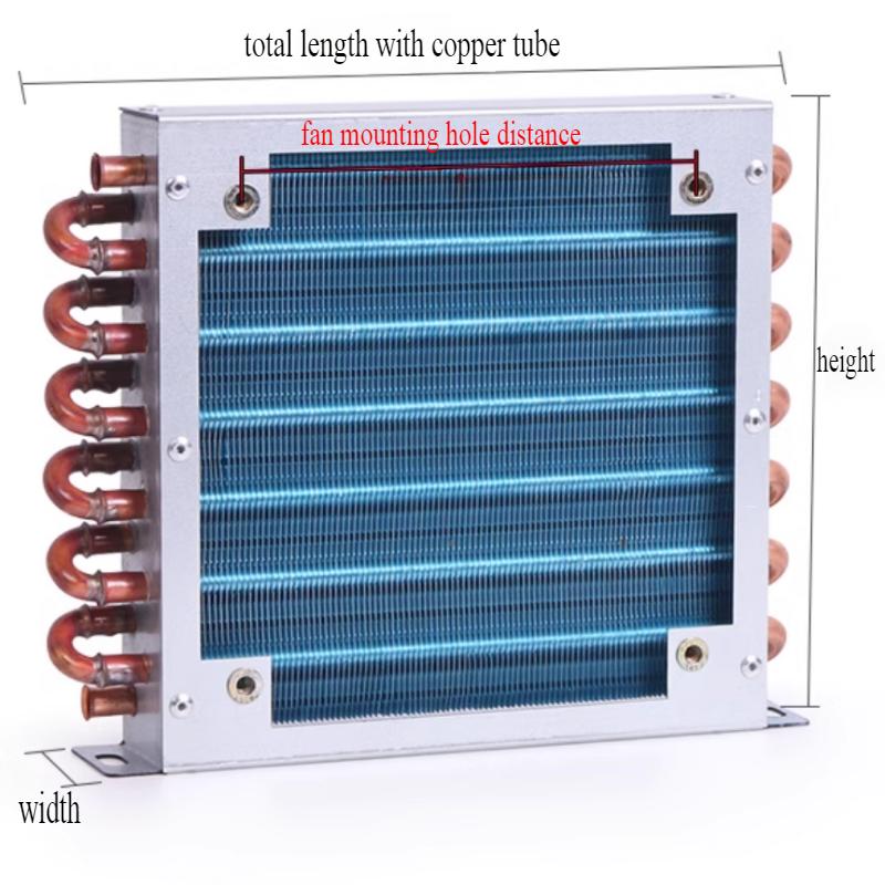 1PCS Refrigerator Freezer Aluminum Fin and Copper Tube Heat Exchanger with Fan Small Shell Condenser Radiator Fan