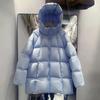 White Duck Down New Cloud Puff Hooded Turtle Back Down Jacket Medium and Long Thickened Casual Winter Bread Jacket
