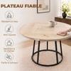 Round Dining Table for 4-6, 120 x 75 cm Diameter, Conical Metal Base, Natural Wood